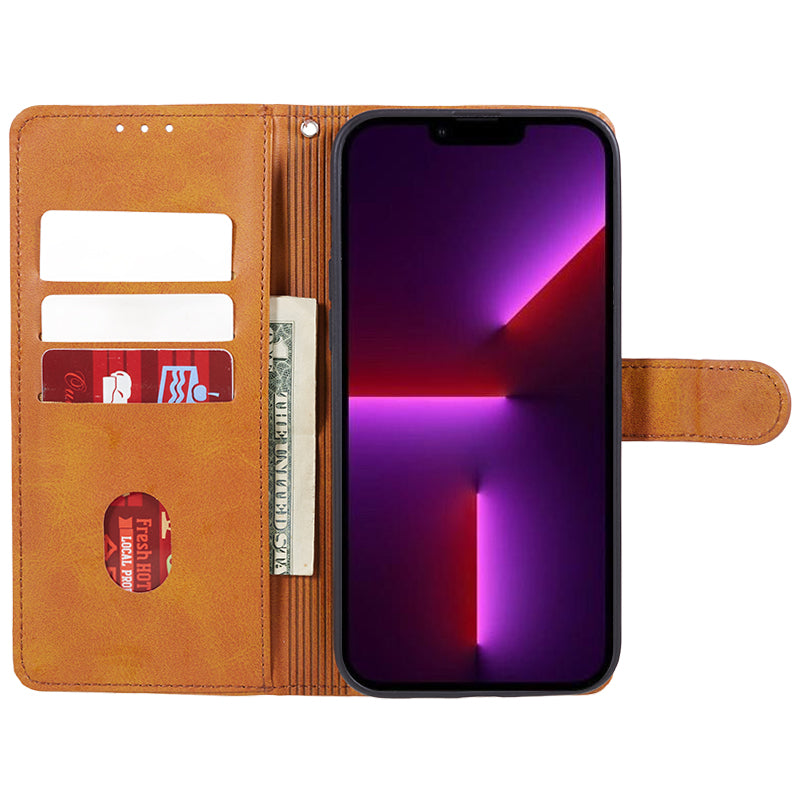 For Oppo A79 5G Phone Cover Calf Texture PU Leather Wallet Stand Shell Phone Case - Khaki For Oppo A79 5G Phone Cover Calf Texture PU Leather Wallet Stand Shell Phone Case - Khaki